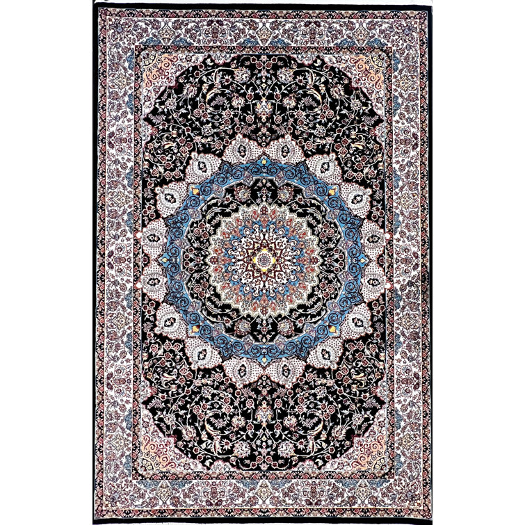 MKGA Machine Woven Black/Blue/Beige Rug Wayfair.co.uk